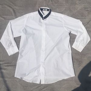 Neil Allyn White ButtonUp w Black Trim Collar Sz L